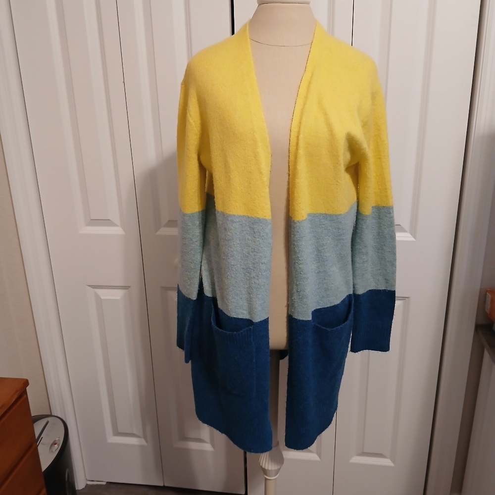A New Day Target Multicolor Duster Long Cardigan Sweater Color Block Small